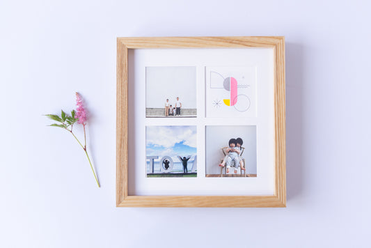 かざるアルバム・４つ窓／White１枚＋α（額＋写真フレーム＋写真プリント）